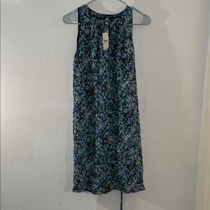 Loft Floral Sleeveless Dress - Blue and Black
